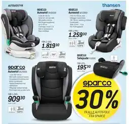 Thansen 30% PÅ ALLE AUTOSTOLE FRA SPARCO tilbud