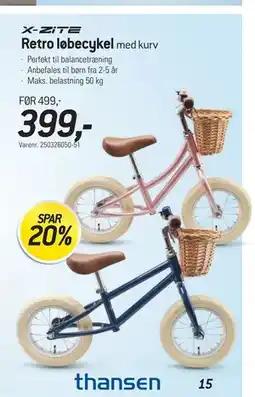 Thansen Retro løbecykel tilbud