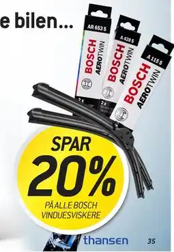 Thansen SPAR 20% PÅ ALLE BOSCH VINDUESVISKERE tilbud