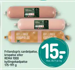 REMA 1000 Frilandsgris sardelpølse, kropølse eller tilbud