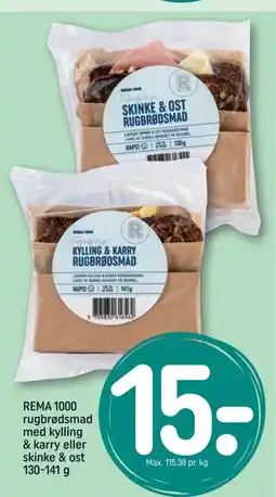 REMA 1000 REMA 1000 rugbrødsmad med kylling & karry eller skinke & ost tilbud