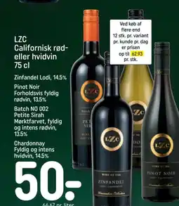 REMA 1000 LZC Californisk rød- eller hvidvin tilbud