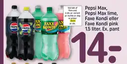 REMA 1000 Pepsi Max, Pepsi Max lime, Faxe Kondi eller Faxe Kondi pink Ex. pant tilbud