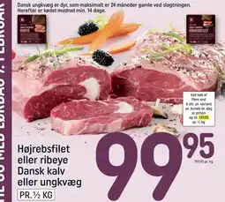 REMA 1000 Højrebsfilet eller ribeye Dansk kalv eller ungkvæg tilbud