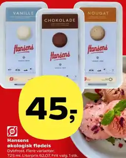 SuperBrugsen Hansens økologisk flødeis tilbud