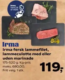 SuperBrugsen Irma fersk lammefilet, lammeculotte med eller uden marinade tilbud