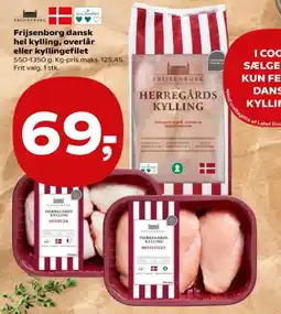 SuperBrugsen Frijsenborg dansk hel kylling, overlår eller kyllingefilet tilbud