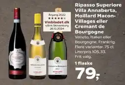 SuperBrugsen Ripasso Superiore Villa Annaberta, Moillard Macon- Vinbladet.dk Villages eller Cremant de Bourgogne tilbud