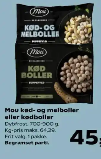 SuperBrugsen Mou kød- og melboller eller kødboller tilbud