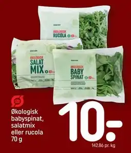 REMA 1000 Økologisk babyspinat, salatmix eller rucola 70 g tilbud