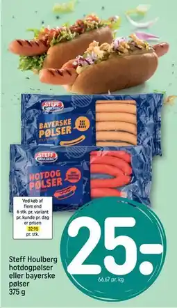 REMA 1000 Steff Houlberg hotdogpølser eller bayerske pølser 375 g tilbud