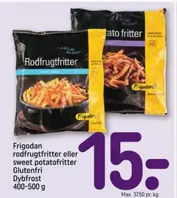 REMA 1000 Frigodan rodfrugtfritter eller sweet potatofritter Glutenfri Dybfrost 400-500 g tilbud