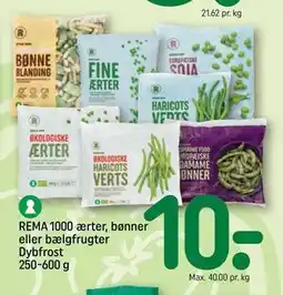 REMA 1000 REMA 1000 ærter, bønner eller bælgfrugter Dybfrost 250-600 g tilbud