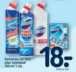 REMA 1000 Domestos wc rens eller toiletblok 750 ml/1 stk tilbud
