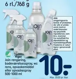 REMA 1000 Join rengøring, badeværelsesspray, wc rens, opvaskemiddel eller opvaskespray 500-1000 ml tilbud