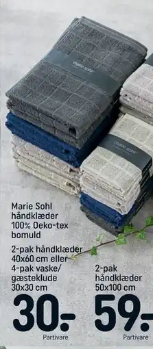 REMA 1000 2-pak håndklæder 40x60 cm eller 4-pak vaske/ gæsteklude 30x30 cm tilbud