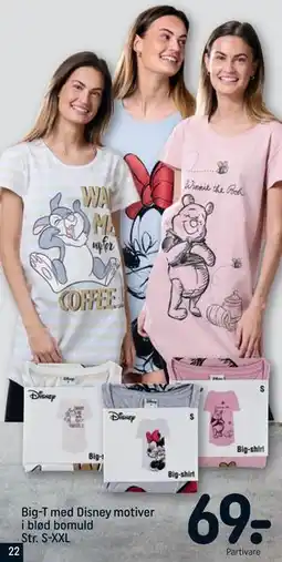 REMA 1000 Big-T med Disney motiver i blød bomuld Str. S-XXL tilbud