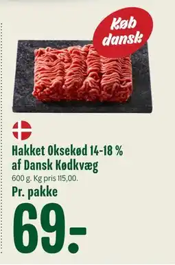 Min Købmand Hakket Oksekød 14-18 % af Dansk Kødkvæg tilbud