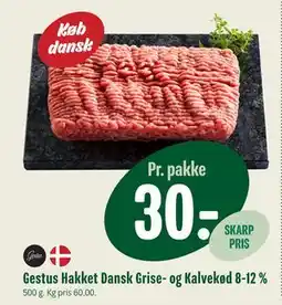 Min Købmand Gestus Hakket Dansk Grise- og Kalvekød 8-12 % tilbud