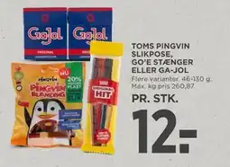 MENY TOMS PINGVIN SLIKPOSE, GO’E STÆNGER ELLER GA-JOL tilbud