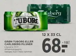 MENY GRØN TUBORG ELLER CARLSBERG PILSNER tilbud