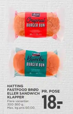 MENY HATTING FASTFOOD BRØD ELLER SANDWICH KLAPPER tilbud