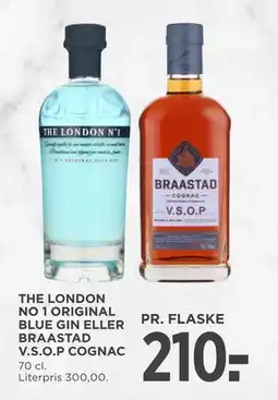 MENY THE LONDON NO 1 ORIGINAL BLUE GIN ELLER BRAASTAD V.S.O.P COGNAC tilbud