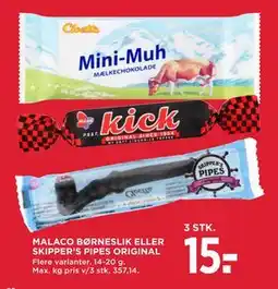 MENY MALACO BØRNESLIK ELLER SKIPPER’S PIPES ORIGINAL tilbud