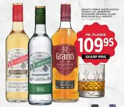 MENY GRANT’S TRIPLE WOOD SCOTCH WHISKY, O.P. ANDERSON ØKOLOGISK ORIGINAL ELLER ØKOLOGISK DILL AQUAVIT tilbud