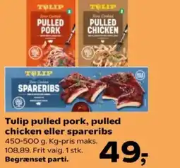 SuperBrugsen Tulip pulled pork, pulled chicken eller spareribs tilbud