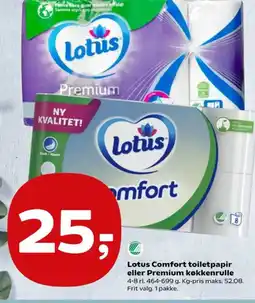 SuperBrugsen Lotus Comfort toiletpapir eller Premium køkkenrulle tilbud