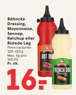 SPAR Bähncke Dressing, Mayonnaise, Sennep, Ketchup eller Ristede Løg tilbud