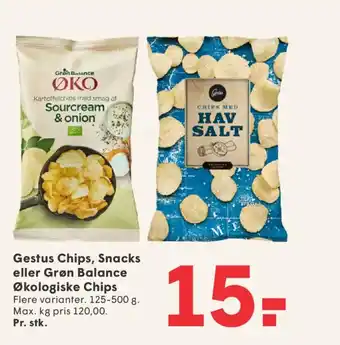 SPAR Gestus Chips, Snacks eller Grøn Balance Økologiske Chips tilbud