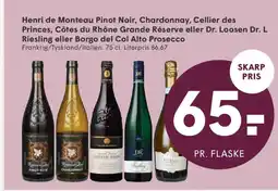 SPAR Henri de Monteau Pinot Noir, Chardonnay, Cellier des Princes, Côtes du Rhône Grande Réserve tilbud