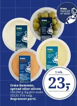 Dagli'Brugsen Irma hummus, spread eller oliven tilbud