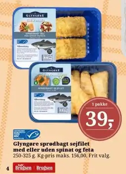 Dagli'Brugsen Glyngøre sprødbagt sejfilet med eller uden spinat og feta tilbud