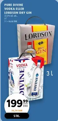 Scandinavian Park Pure Divine Vodka eller Lordson Dry Gin (bag-in-box) tilbud