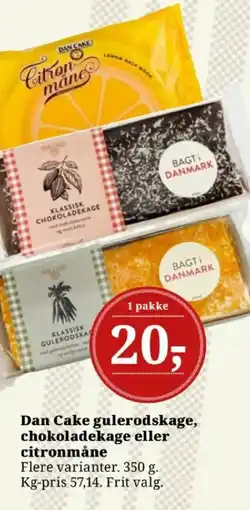 Dagli'Brugsen Dan Cake gulerodskage, chokoladekage eller citronmåne tilbud
