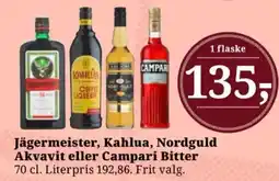 Dagli'Brugsen Jägermeister, Kahlua, Nordguld Akvavit eller Campari Bitter tilbud