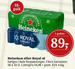 Dagli'Brugsen Heineken eller Royal øl tilbud