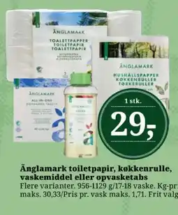 Dagli'Brugsen Änglamark toiletpapir, køkkenrulle, vaskemiddel eller opvasketabs tilbud