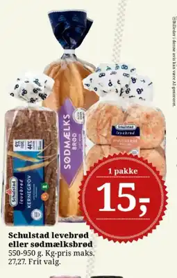 Dagli'Brugsen Schulstad levebrød eller sødmælksbrød tilbud