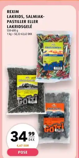 Scandinavian Park REXIM LAKRIDS, SALMIAKPASTILLER ELLER LAKRIDSGELÉ tilbud
