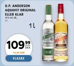 Scandinavian Park O.P. ANDERSON AQUAVIT ORIGINAL ELLER KLAR tilbud
