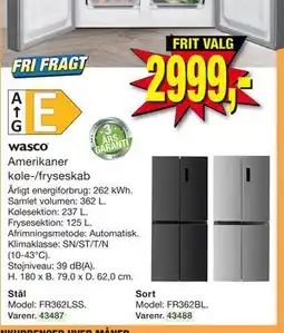 Harald Nyborg Amerikaner køle-/fryseskab tilbud