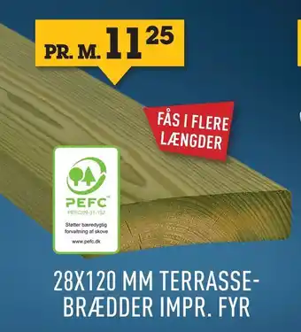 28x120 mm terrasse- brædder impr. fyr