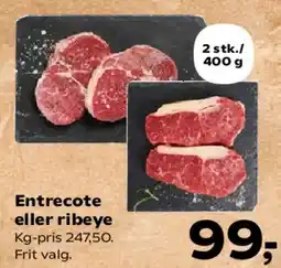 SuperBrugsen Entrecote eller ribeye (2 stk./400 g) tilbud
