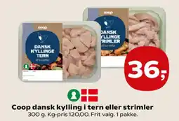 SuperBrugsen Coop dansk kylling i tern eller strimler tilbud