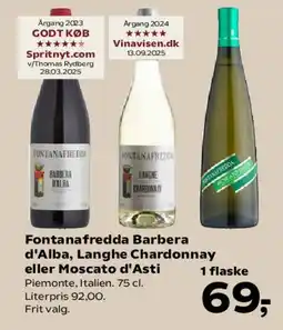 SuperBrugsen Fontanafredda Barbera d'Alba, Langhe Chardonnay eller Moscato d'Asti tilbud