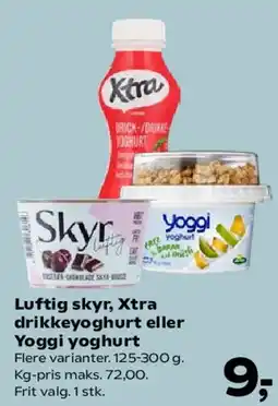 SuperBrugsen Luftig skyr, Xtra drikkeyoghurt eller Yoggi yoghurt tilbud